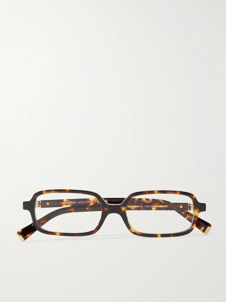 Rectangular-frame tortoiseshell acetate optical glasses