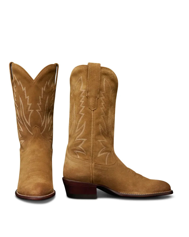 The Jamie Round Toe Cowgirl Boot Caramel Suede