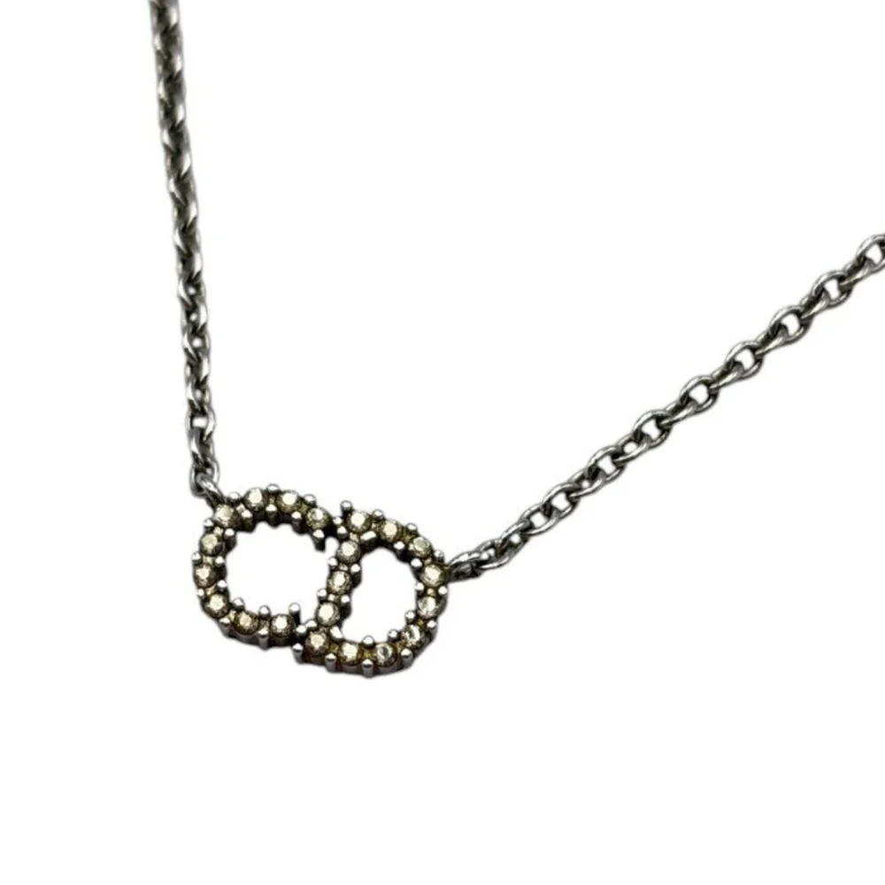 Pre-Owned Pendant Necklace Sterling Silver and Rhinestone