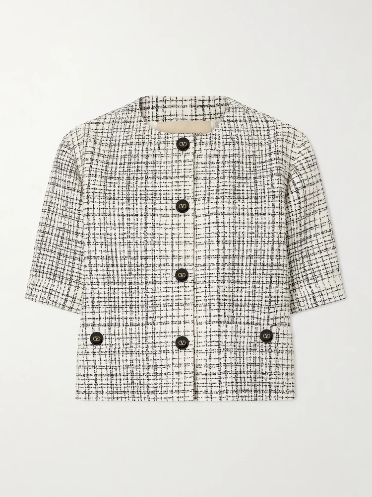 Tweed cotton-blend blazer