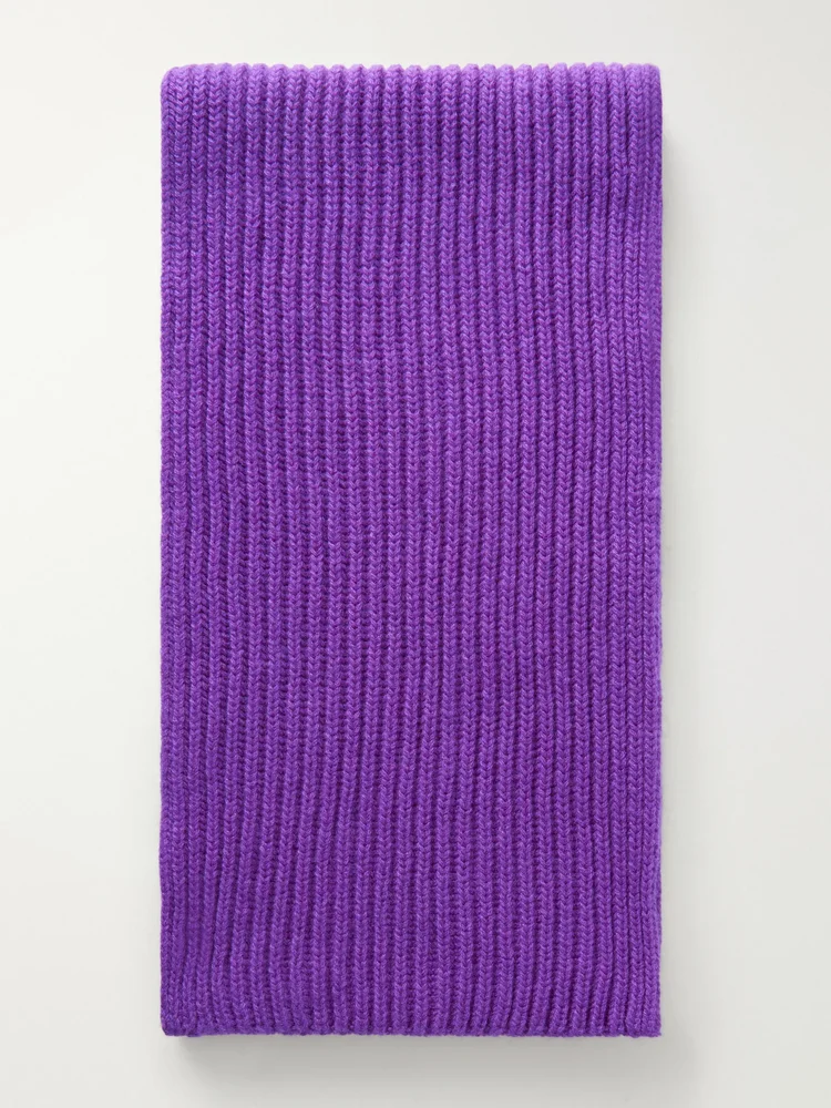 Lovat ribbed cashmere scarf