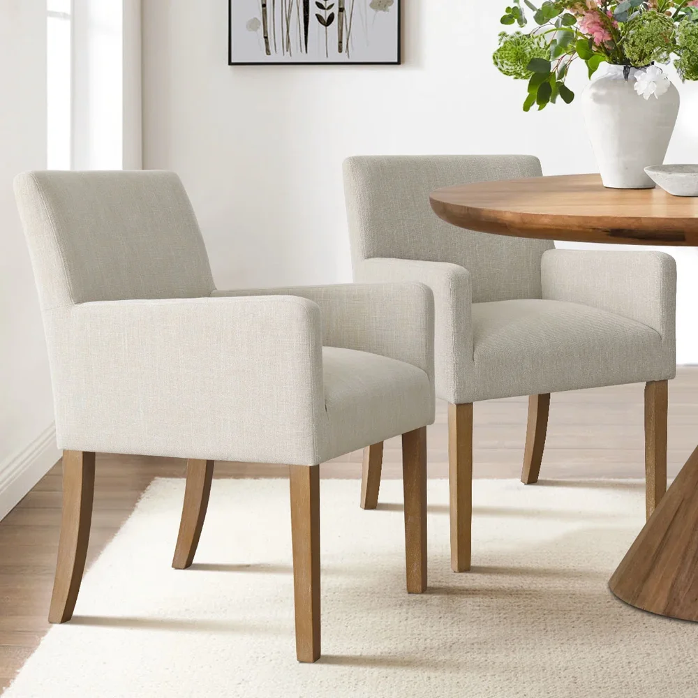 Kirjak 34" H Stain Resistant Linen Dining Armchair