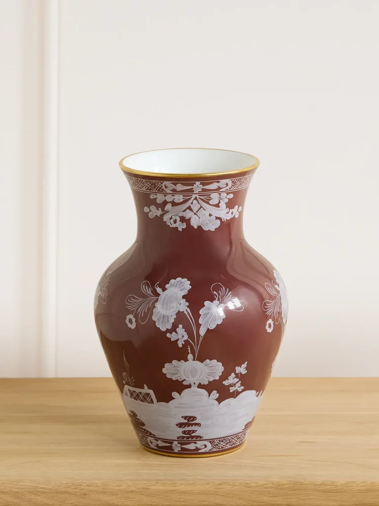 Oriente Italiano Ming gold-plated porcelain vase