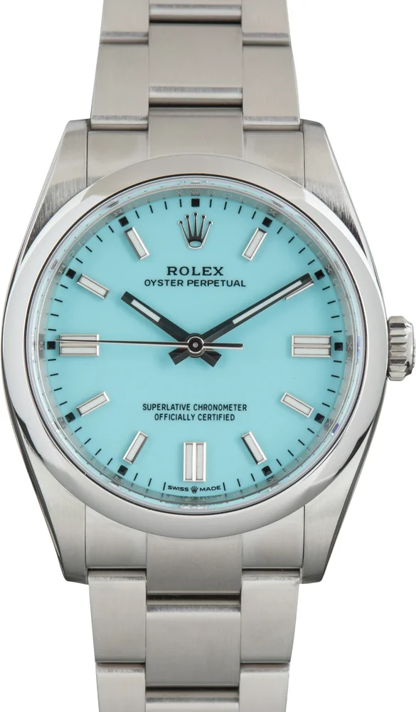 Pre-Owned Rolex Oyster Perpetual 36 126000 Turquoise Blue Dial Stainless Steel