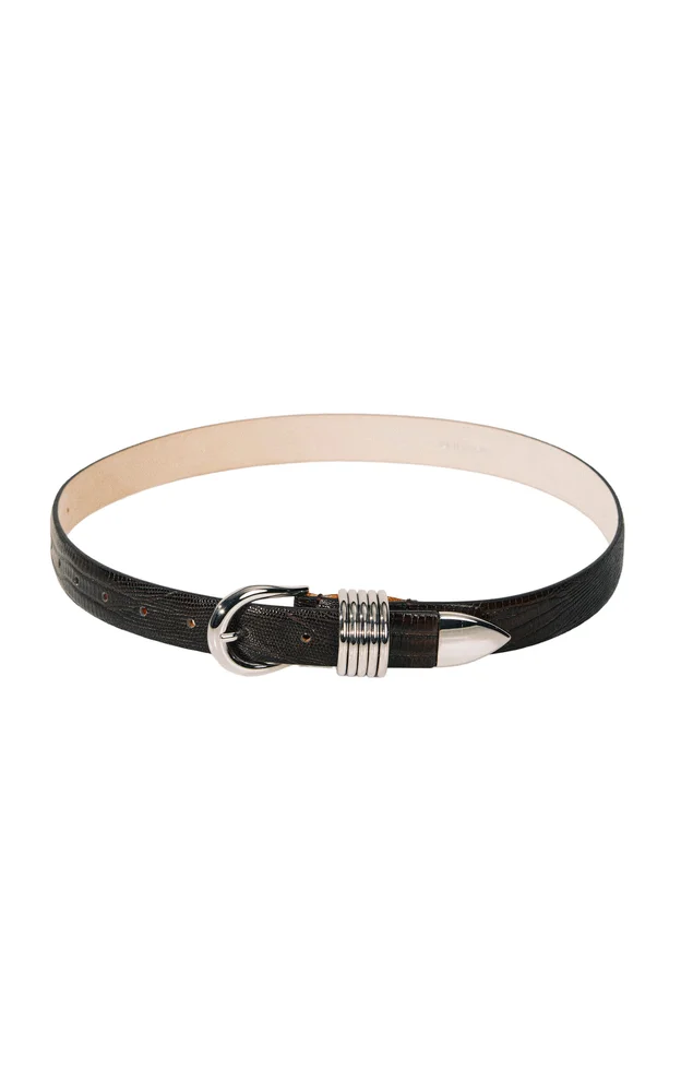 Hollyhock Lizard-Effect Leather Belt