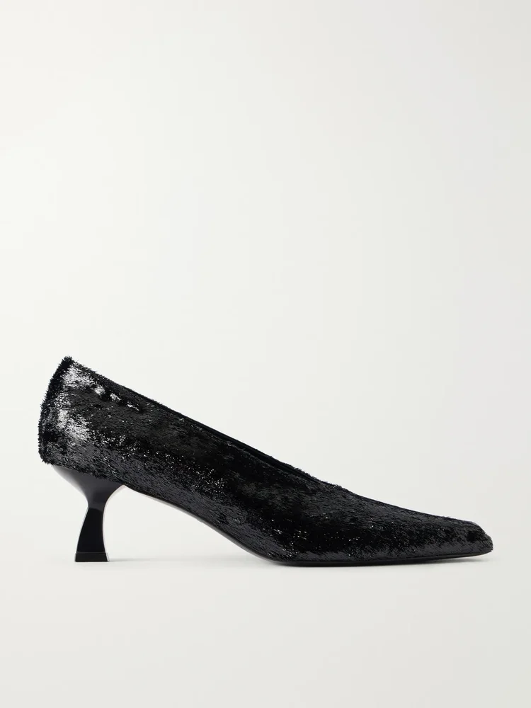 Dona 50 coated velvet pumps