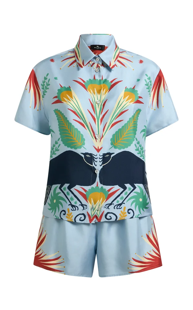 Printed Silk Shorts Set