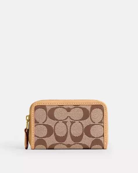 Essential Small Zip Around Card Case In Signature Jacquard