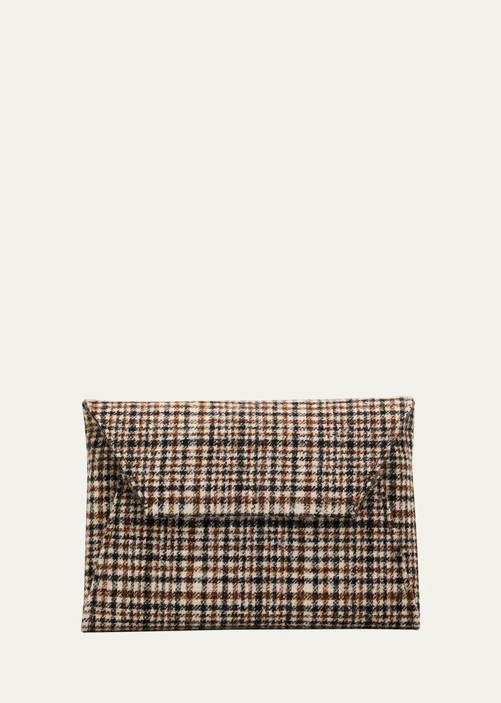 Duo Check Alpaca-Wool Clutch Bag
