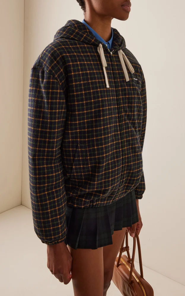 Checkered Wool-Blend Jacket