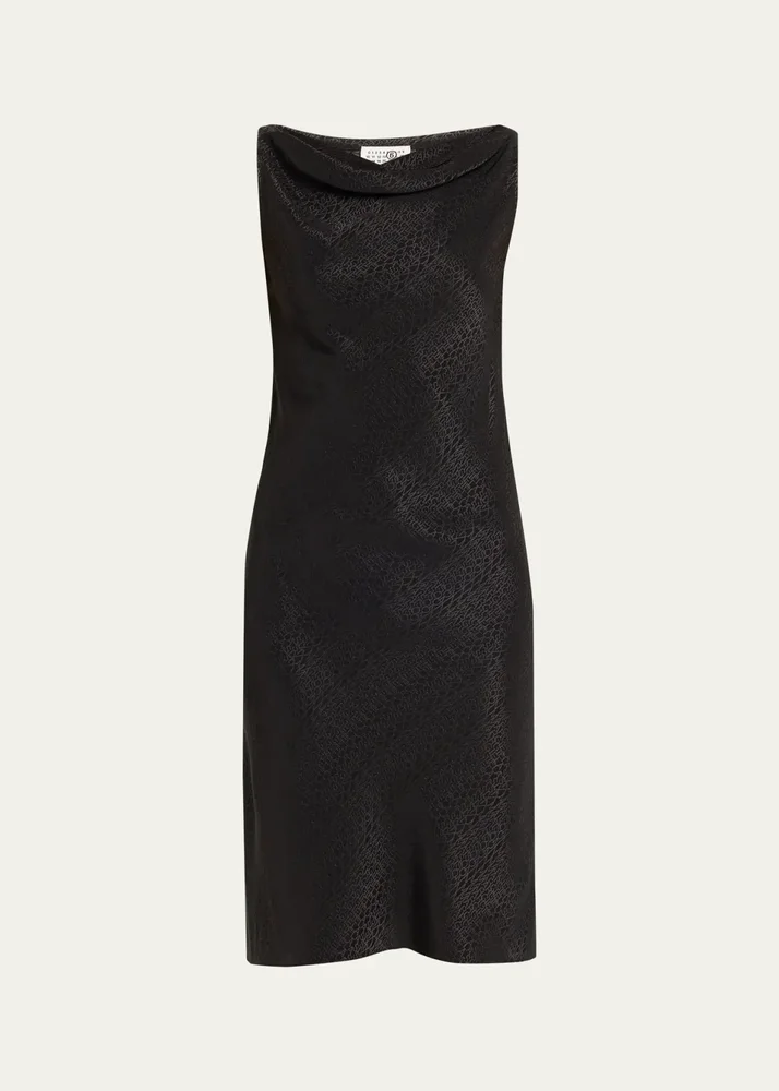 Jacquard Cowl-Neck Midi Dress