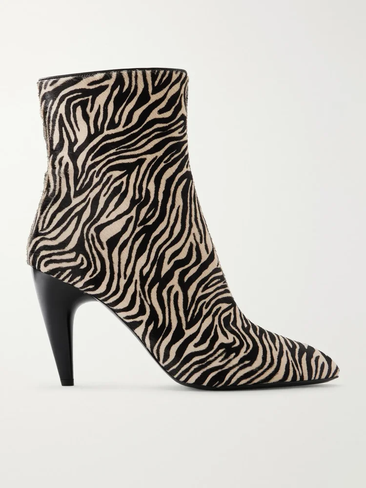 Jany 100 zebra-print calf hair ankle boots