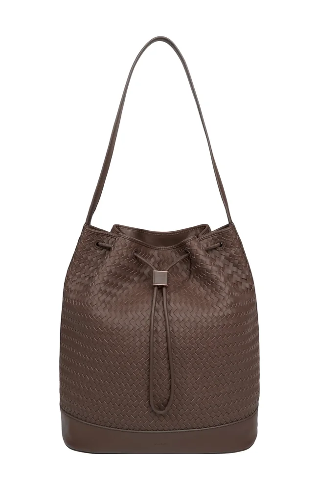 Sarai Woven Leather Bucket Bag