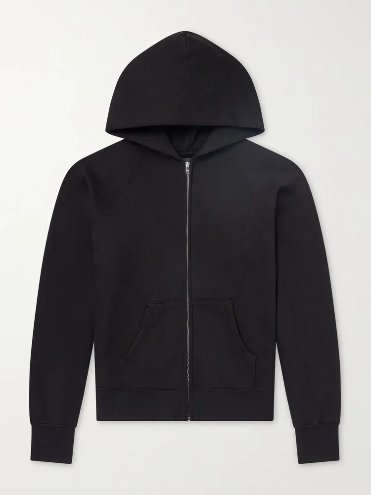 Heavyweight Structured-Fleec Cotton-Jersey Raglan Zip-Up Hoodie