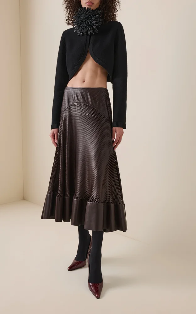 Laser-Cut Leather Mini Skirt