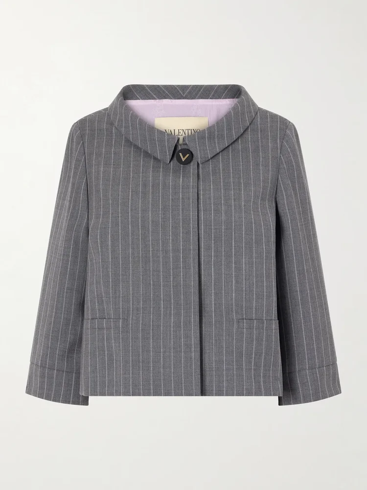 Striped wool grain de poudre jacket