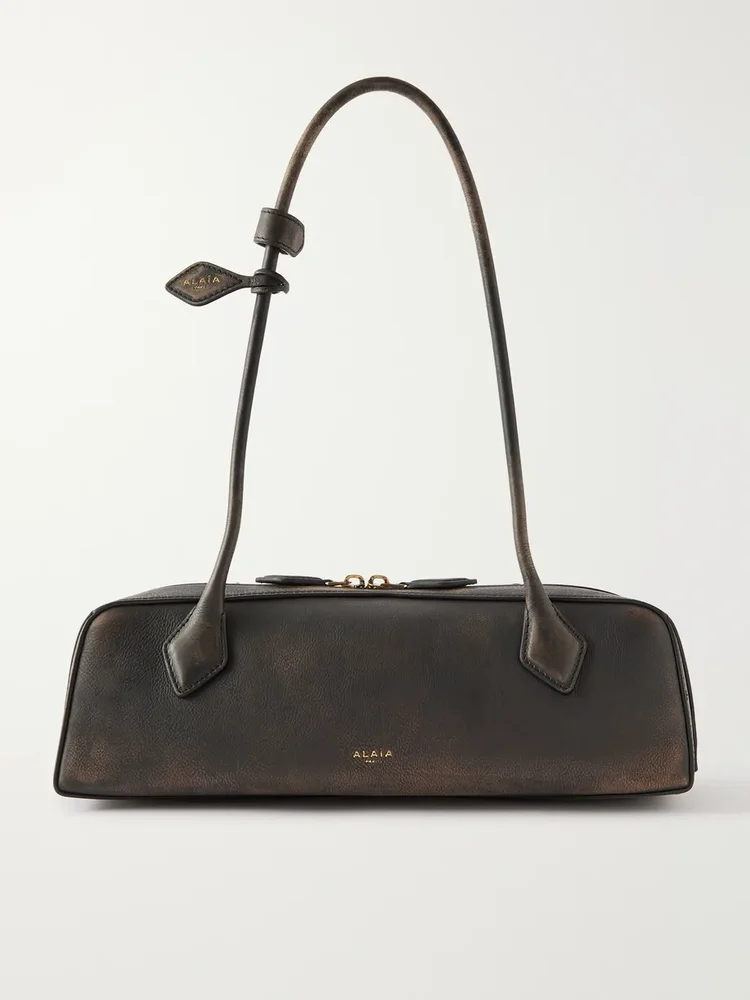 Le Teckel medium textured-leather shoulder bag