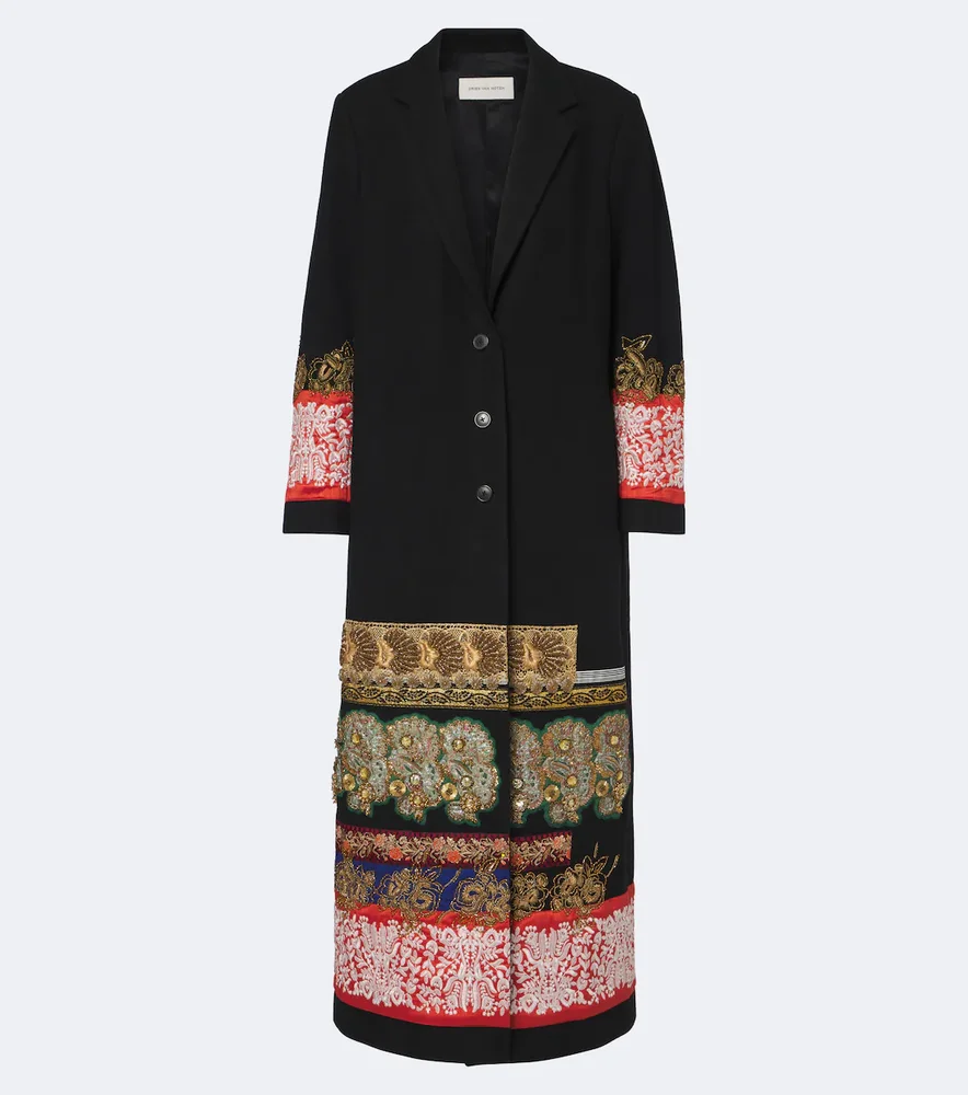 Embellished wool coat