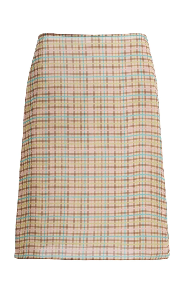 Colette Checked Georgette Midi Skirt
