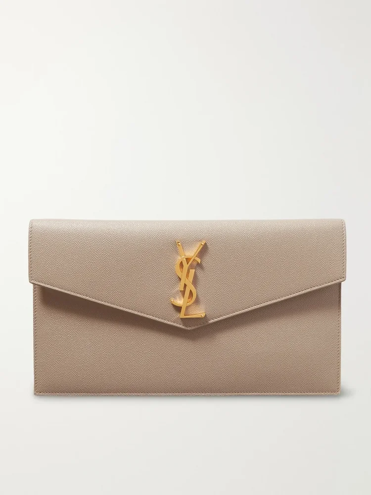 Uptown textured-leather pouch