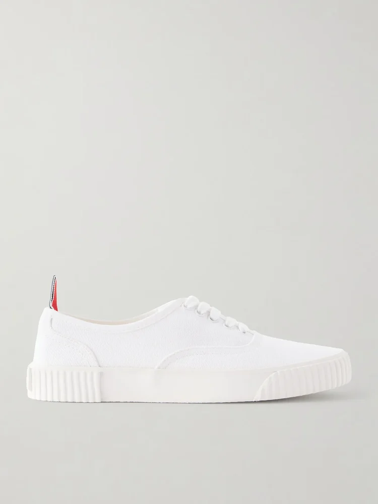 Heritage grosgrain-trimmed cotton-canvas sneakers