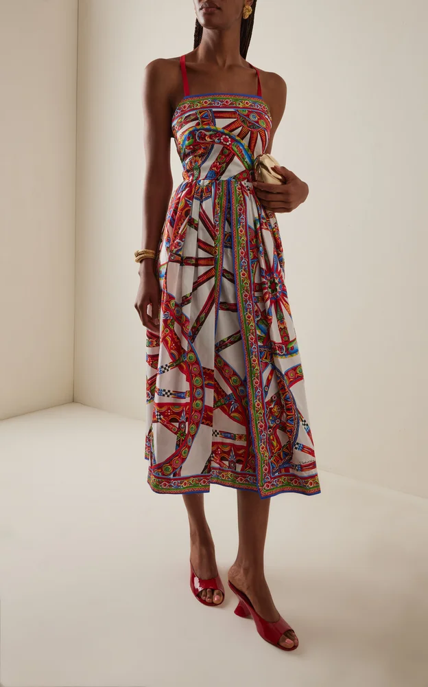 Printed Cotton Midi Dress