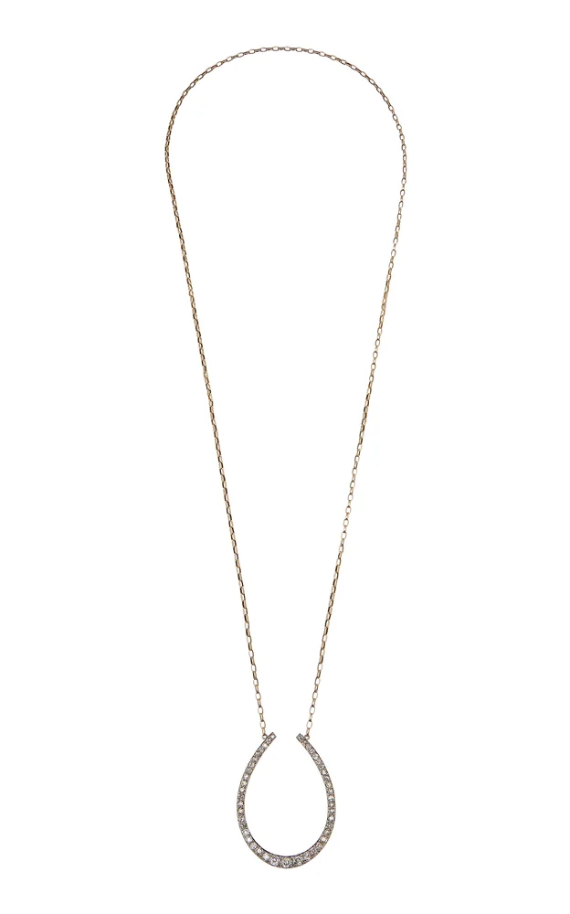 Late Victorian Large Diamond Horseshoe on Chain