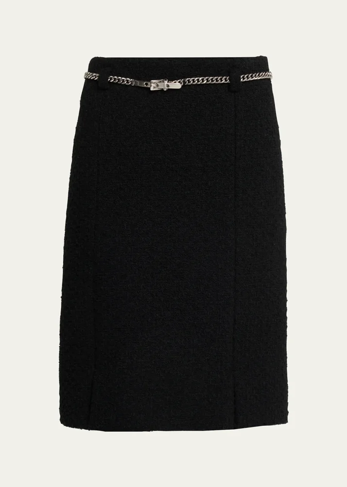 Tweed Virgin Wool-Blend Knee-Length Skirt