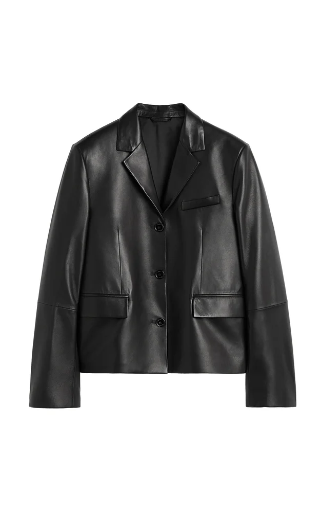 Short Leather Blazer