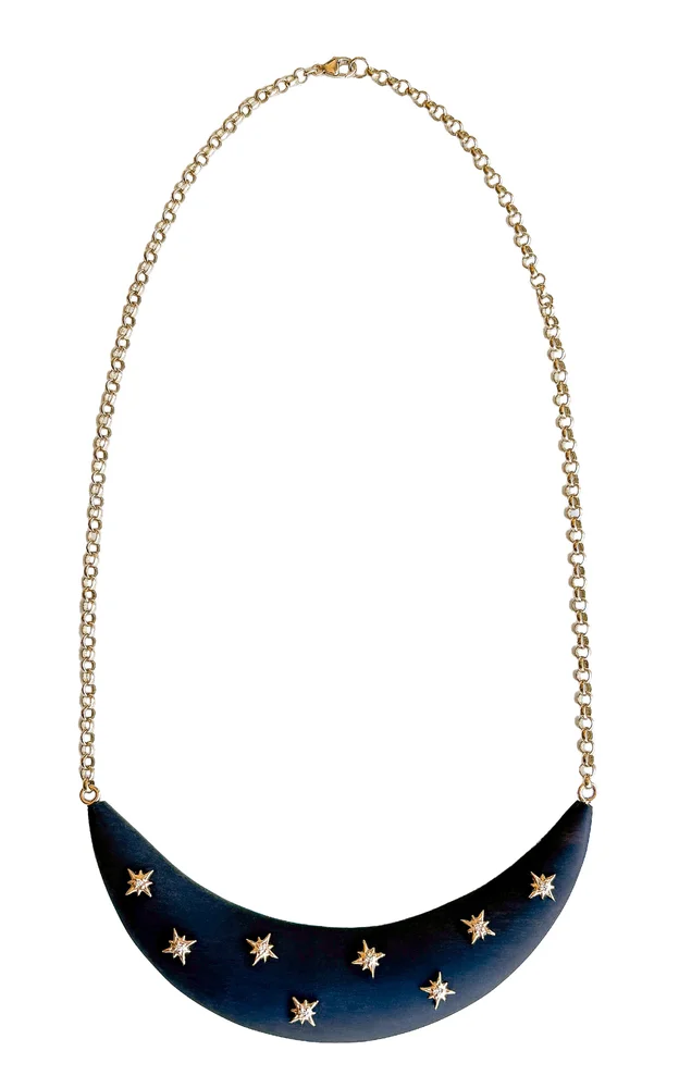 14K Yellow Gold Ebony Diamond Necklace