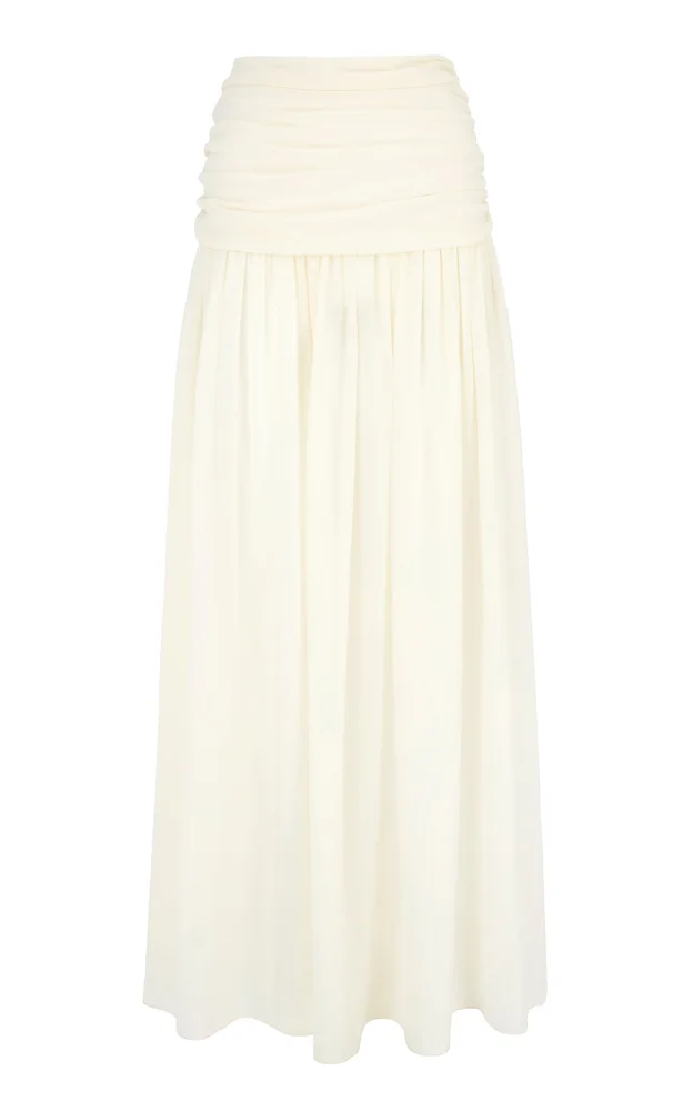 Agapito Ruched Crepe Maxi Skirt