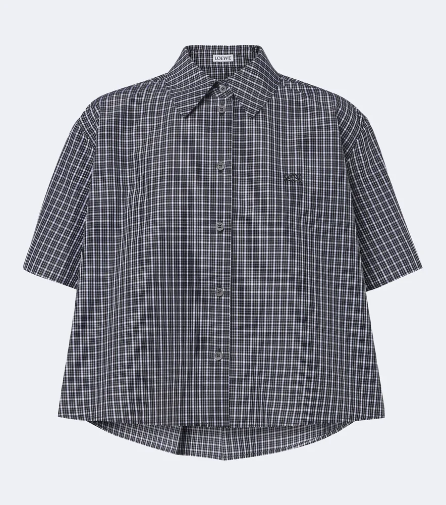 Checked cotton-blend shirt