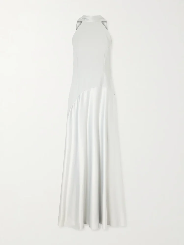 Cece cape-effect crepe and satin gown
