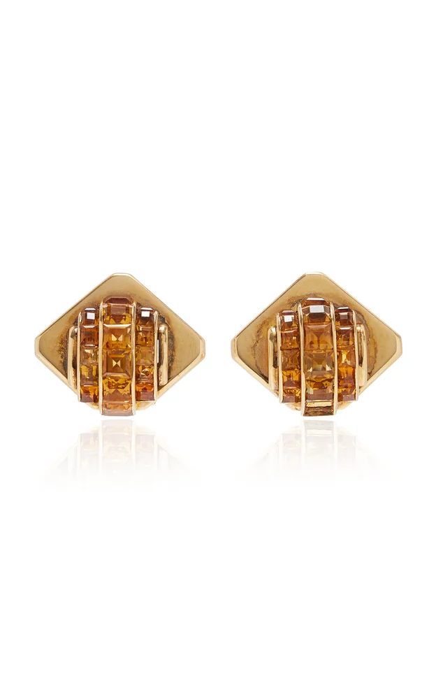 Vintage Cartier 18K Gold Citrine Earrings