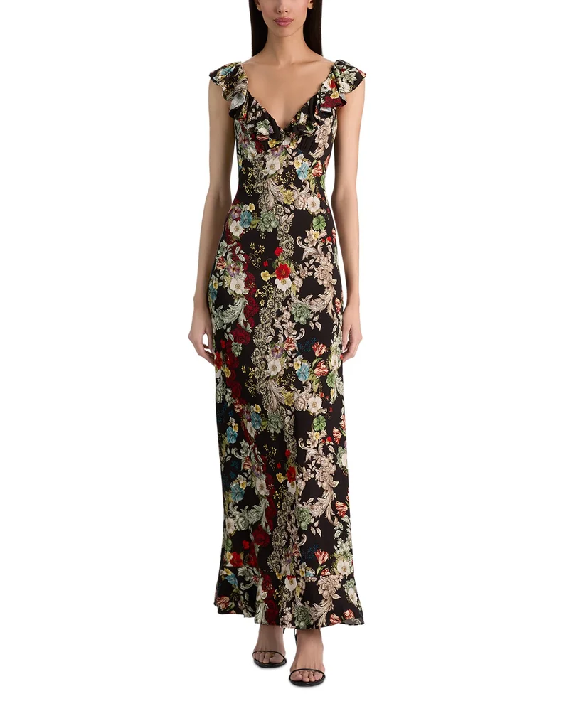 Gemma Button Front Ruffle Maxi Dress