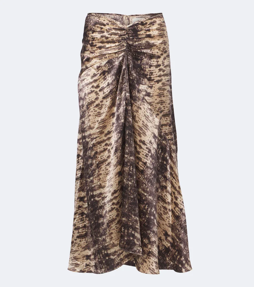 Laren snake-print silk satin midi skirt