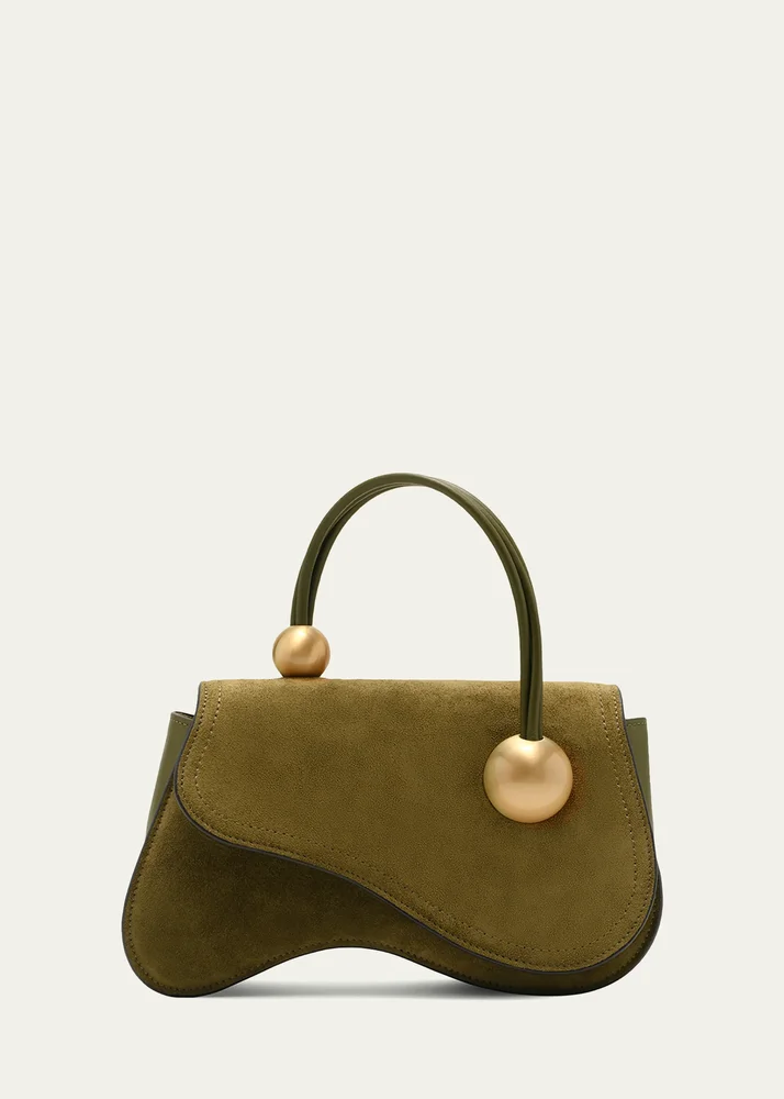 Kazia Beaded Suede Top-Handle Bag