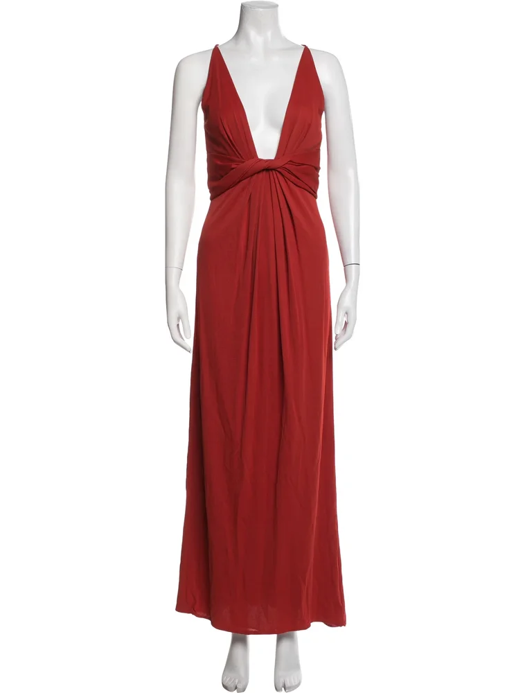 Plunge Neckline Long Dress