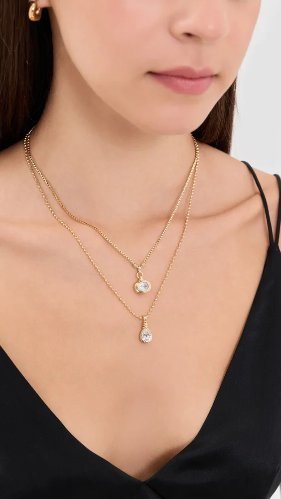 The Antoinette Stone Charm Necklace Set