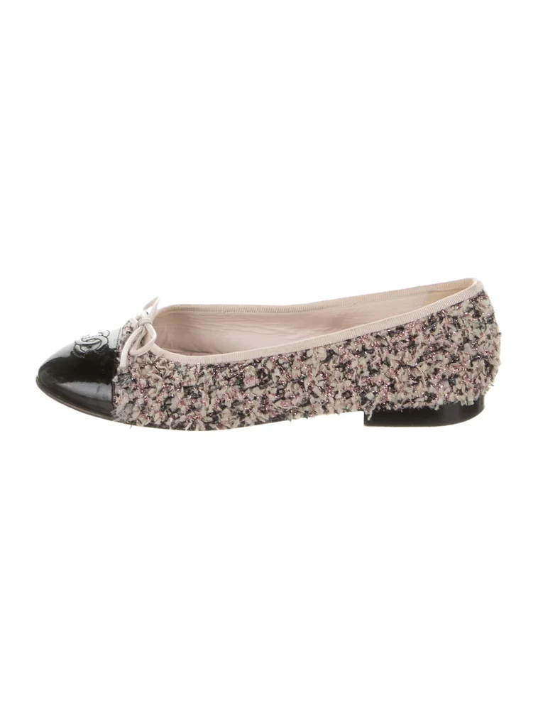Interlocking CC Logo Tweed Ballet Flats