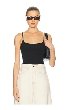 Pointelle Tank in Black in Cotton