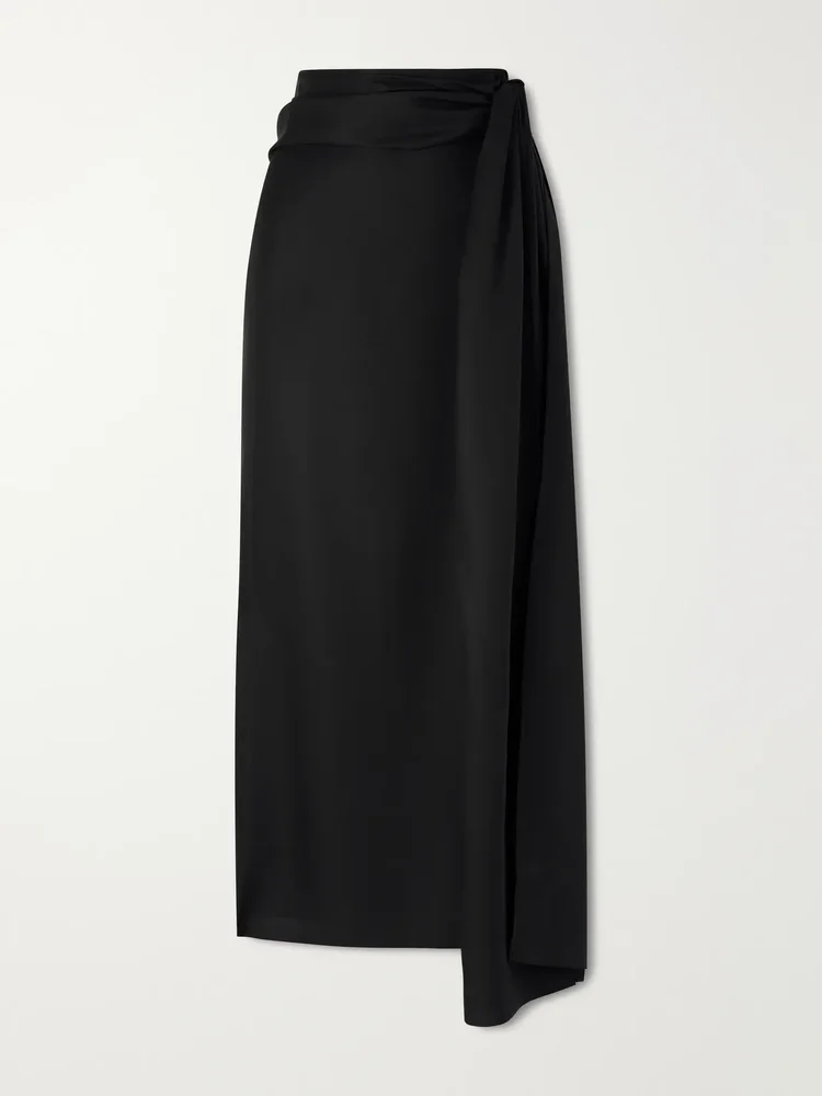 Helena silk-twill midi skirt