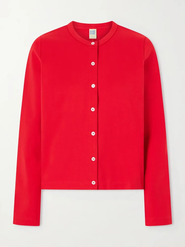 Poppy organic cotton-jersey cardigan