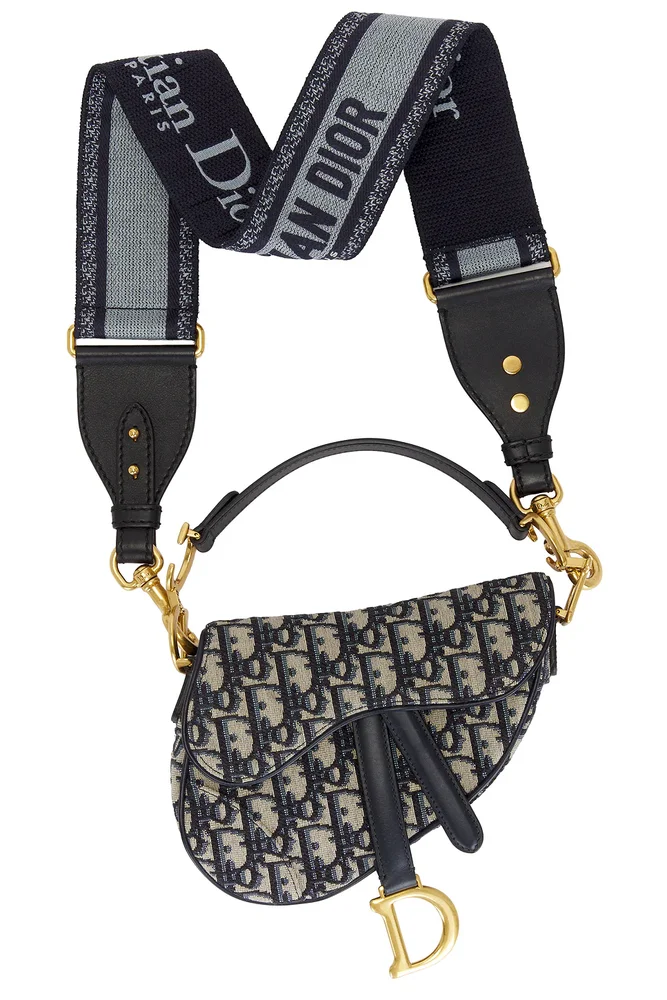 Dior Oblique Mini Saddle Bag, Blue