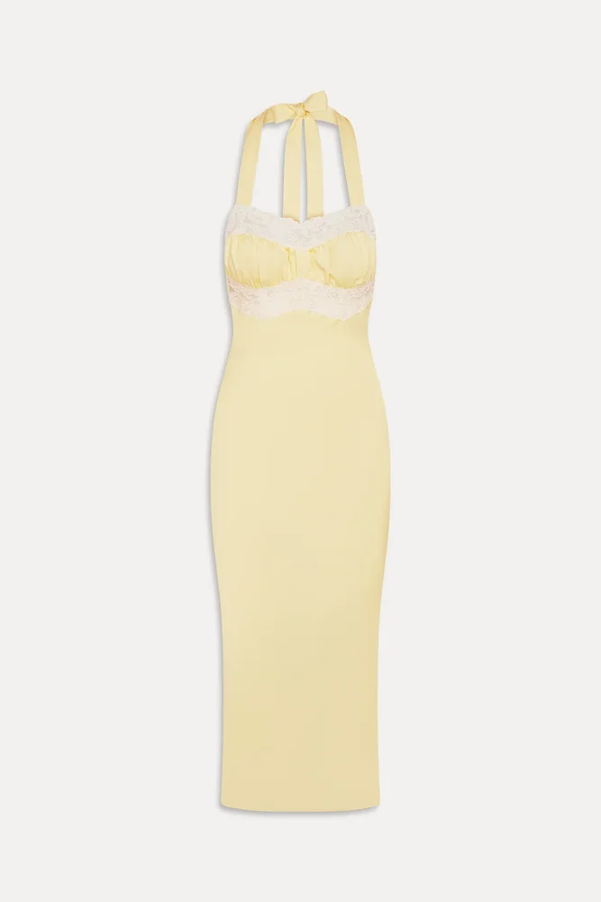 Darcy Satin Midi Dress - Whipped Butter