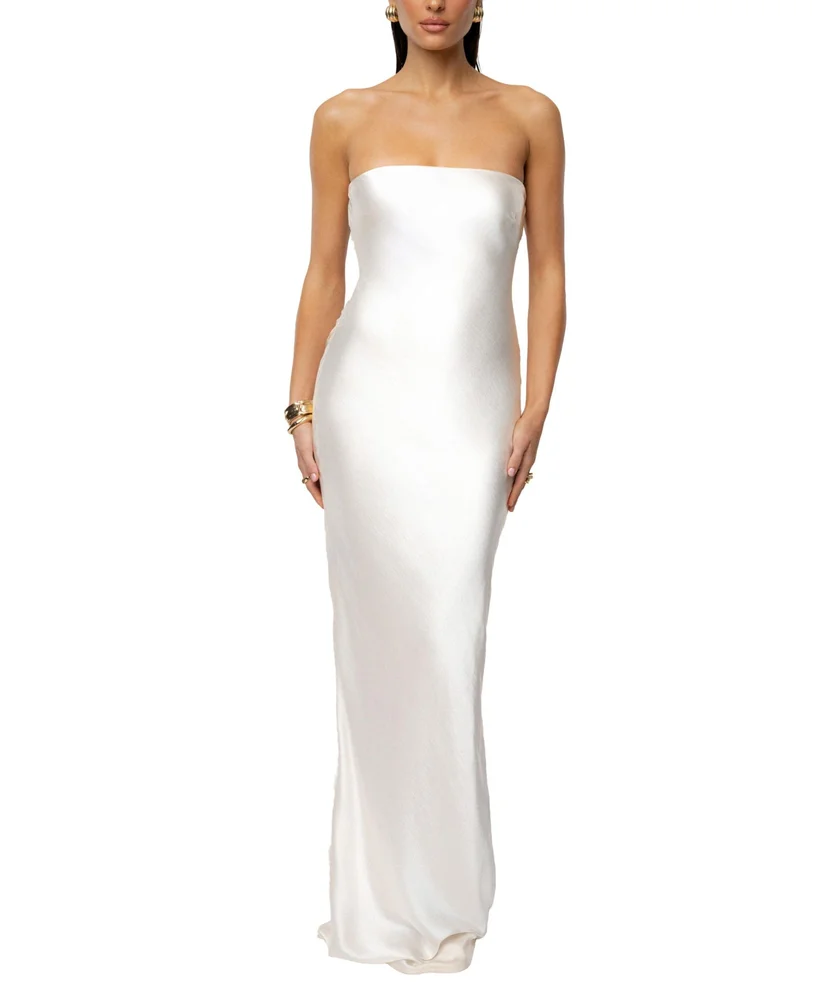 Regal Rising Satin Maxi Dress