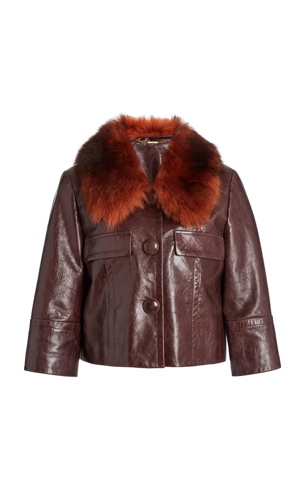 Shearling-Trimmed Leather Jacket