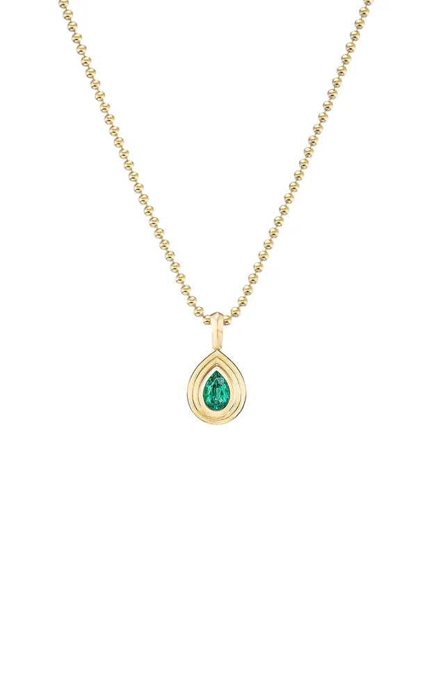 14K Yellow Gold Emerald Necklace