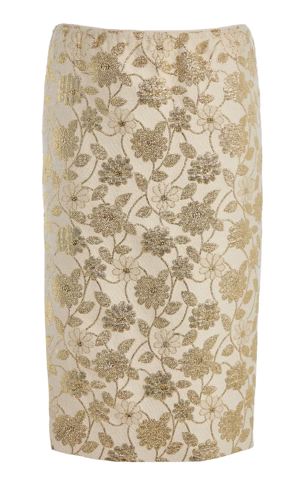 Floral Brocade Midi Skirt
