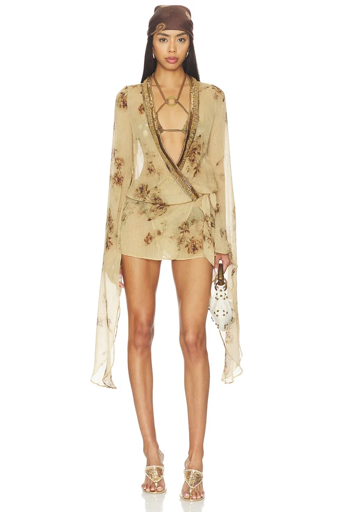 Plunge Dress With Maxi Sleeves